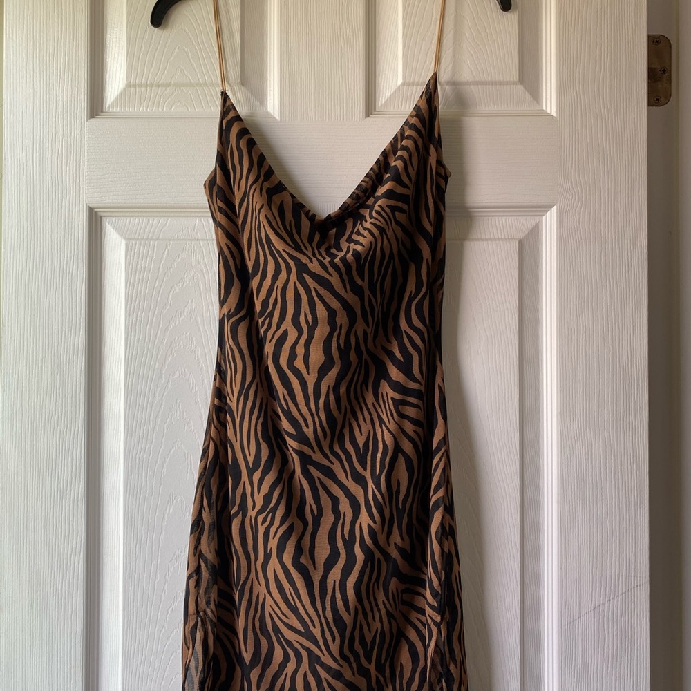 Mesh zebra print dress